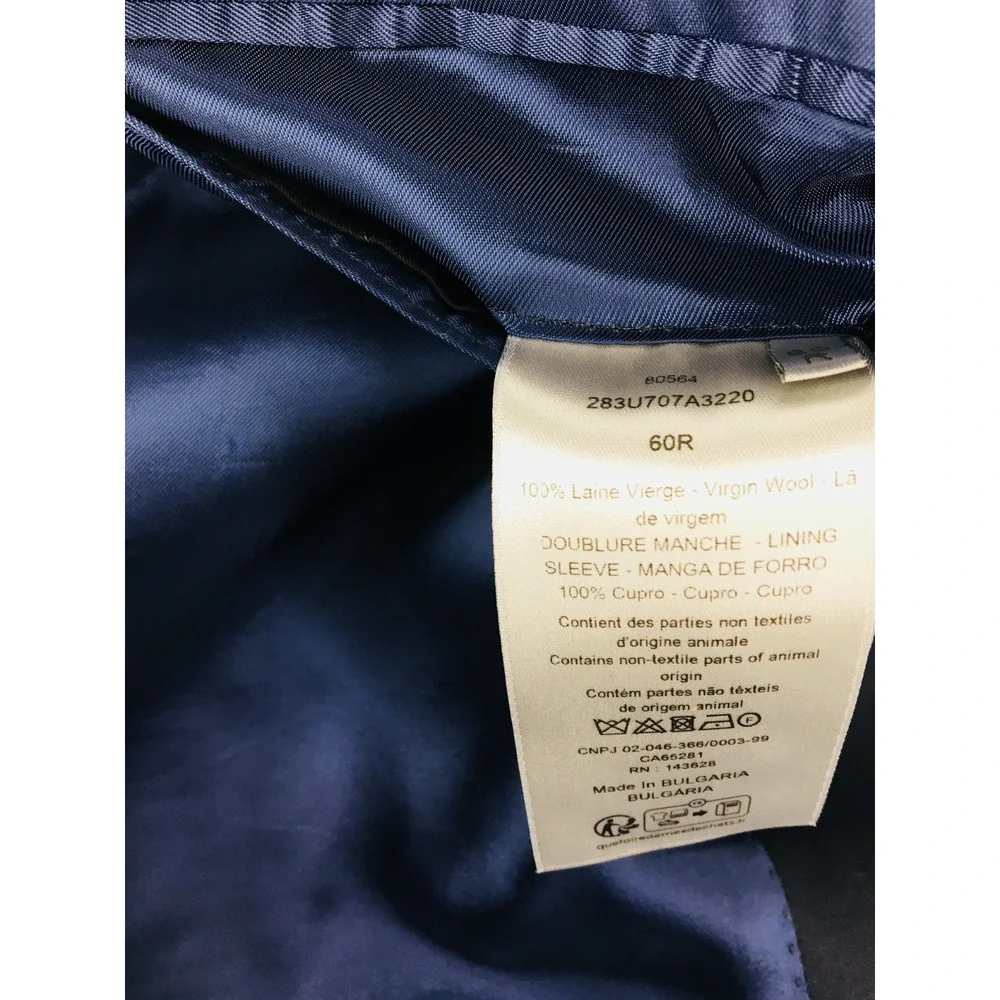 50R Dior Mens Canvassed 2 Button 100% Wool Blazer Jacket Dark Navy EUR 60R